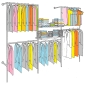 Preview: Wandregalsystem Garderobensystem Kleiderkammer Kleiderstange mit Bordetagenhalter 200x330 cm breit und 40 cm tief Etagen individuell einzustellen Wandbefestigung und Gummifüsse Stahlrohre verchromt Art Nr W15