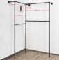 Preview: Wandregalsystem Schwarz Garderobensystem 205x110x110 cm breit und 35 cm tief Zubehör Endkappen Wandanschluss mit Eckverbindung Innenverbinder Wandbefestigung Rundrohre pulverbeschichtet Art Nr W03BK Eck