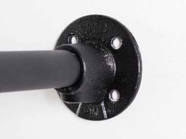 Wandrosette Wandanschluss Wandflansch Wandbefestigung für schwarzes 27 mm Rohr rund Wandregalsystem Garderobensystem Kleiderkammer Kleiderstangen für Art Nr W03BK Eck
