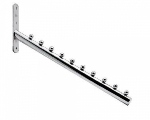 Schrägabhänger mit 10 Stoppern Kugeln für Kleiderbügel zur Wandbefestigung mit Anschraubplatte 120 Kg Tragkraft Chrome Art Nr 03375C