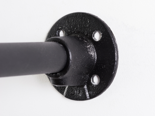 Wandrosette Wandanschluss Wandflansch Wandbefestigung für schwarzes 27 mm Rohr rund Wandregalsystem Garderobensystem Kleiderkammer Kleiderstangen für Art Nr W03BK Eck